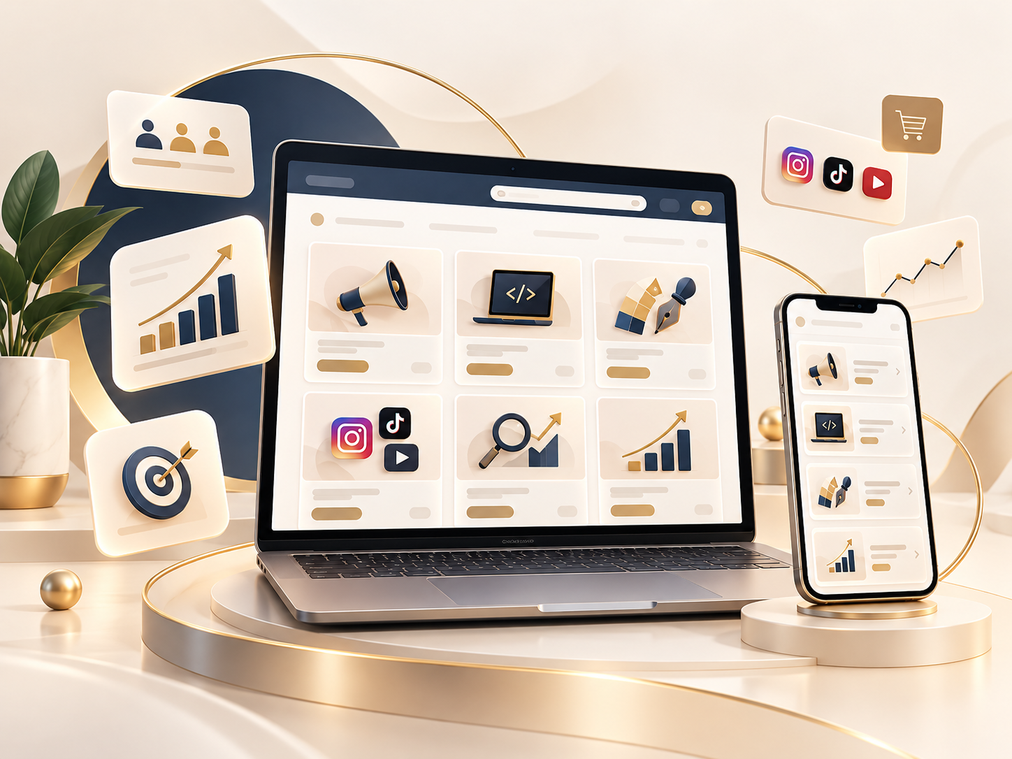 خدمات التسويق الرقمي وتصميم المواقع والمتاجر الإلكترونية من تميز الرواد